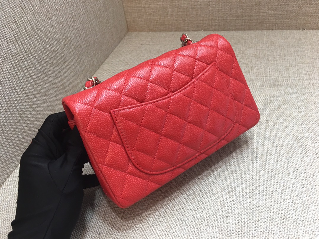 Small Classic Flap Caviar Bag A01116 Red/Silver